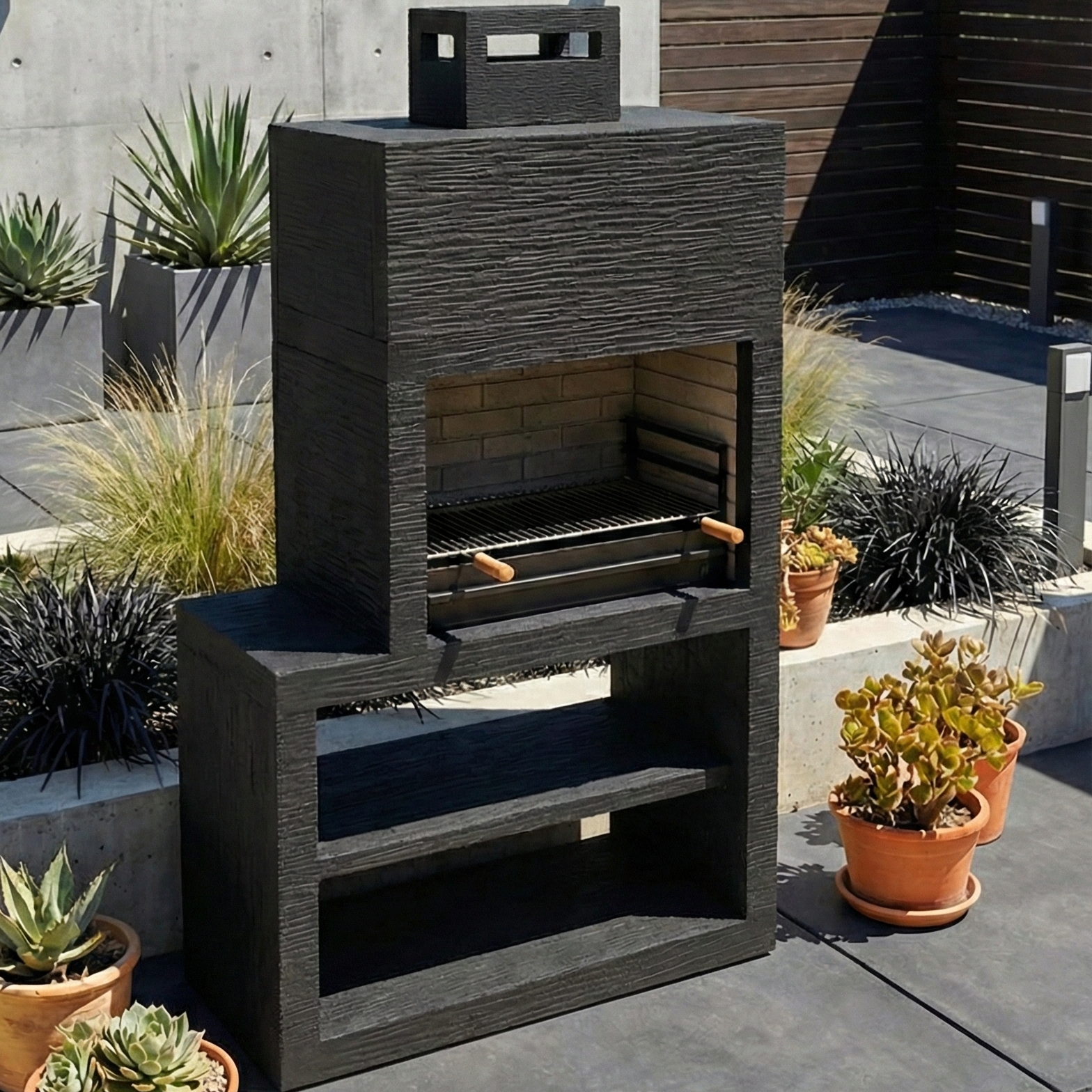 Linea 13 – Barbecue moderne avec module latéral (4 coloris) – grilloir acier 80 cm inclus