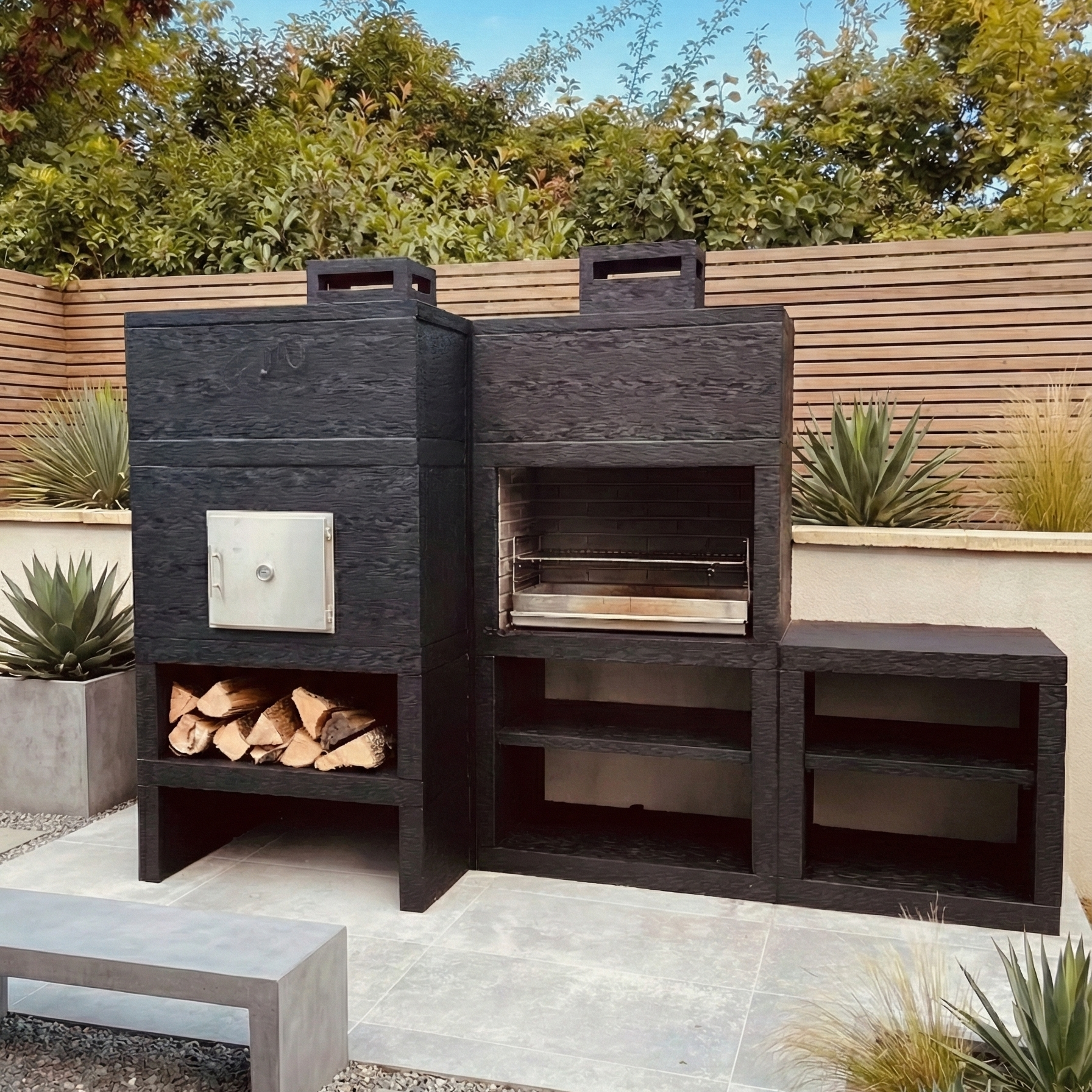 Linea 41F – Cuisine extérieure modulaire avec Four Ø80 cm & Évier optionnel (80 cm)