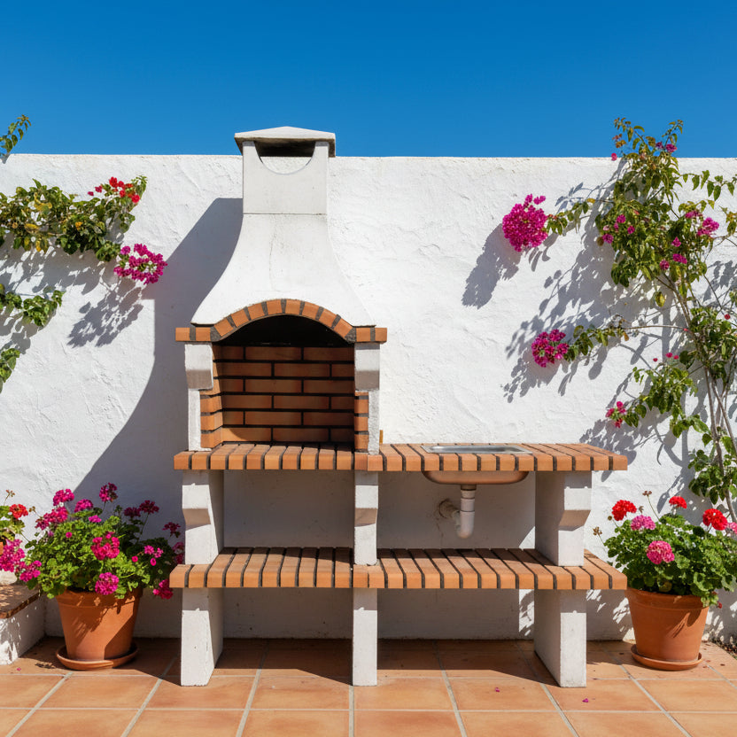 Lusitania 94 – Barbecue en pierre reconstituée avec plan de travail (évier en option)