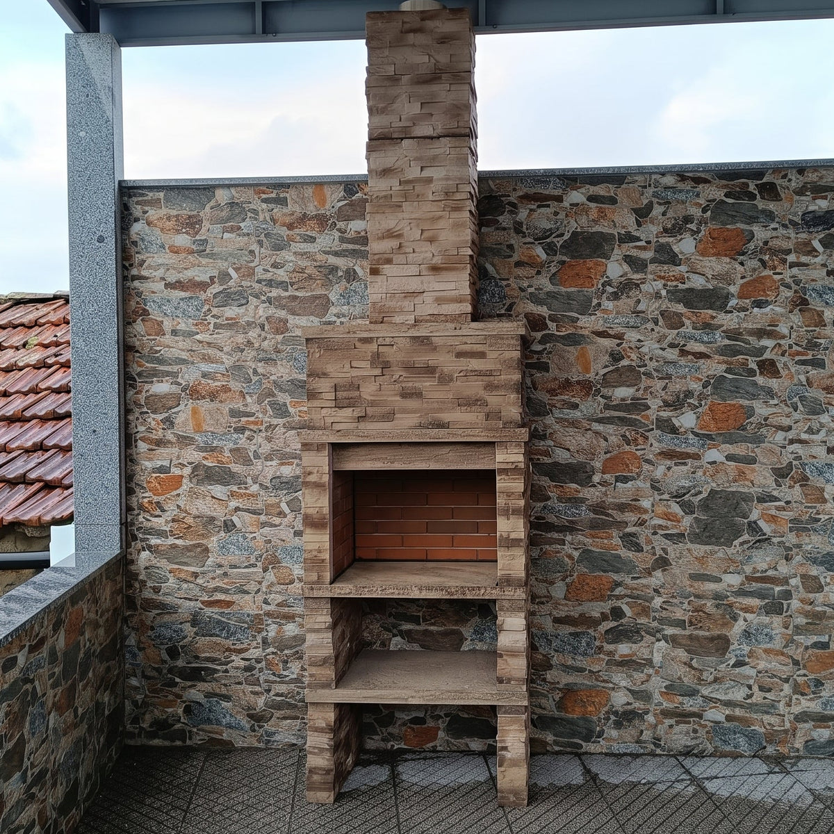Montara 10 – Barbecue en pierre reconstituée imitation schiste avec grilloir 60 cm (inox en option)