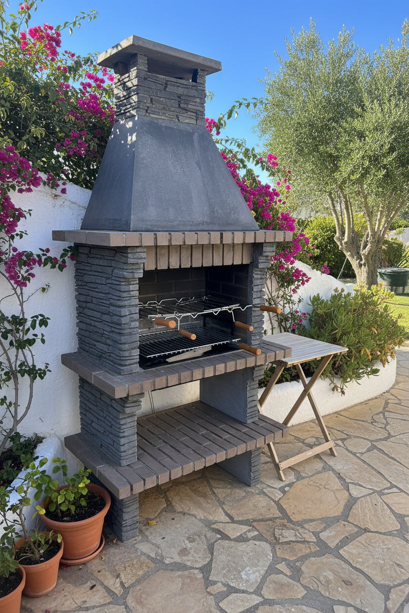 Barbacoa RIVIERA 402 – Piedra reconstituida, chimenea, leña/carbón