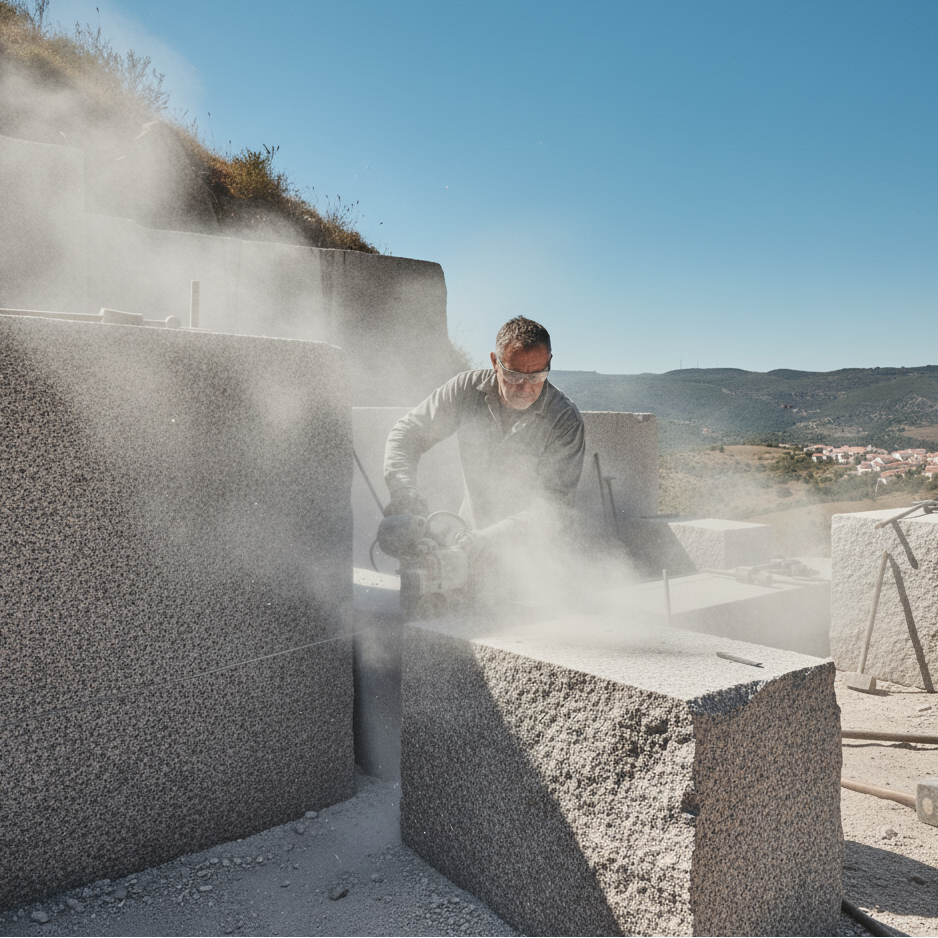 Granito 51 – Cuisine extérieure en granit moderne avec grilloir 70 cm et rangement fermé