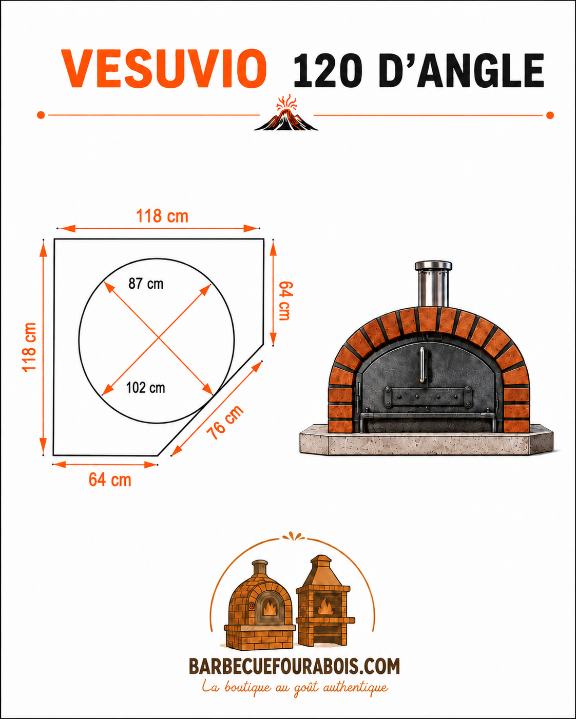 Horno de Leña Vesuvio 120 cm – Horno de Pizza Profesional
